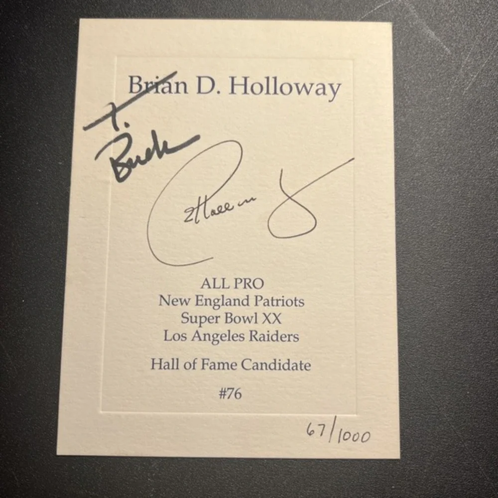 Brian Holloway Hall Of‎ Fame Candidate Autographed #67/1000 Invitation 